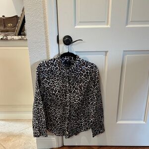 J. Crew Leopard Print Blouse - Black and Brown